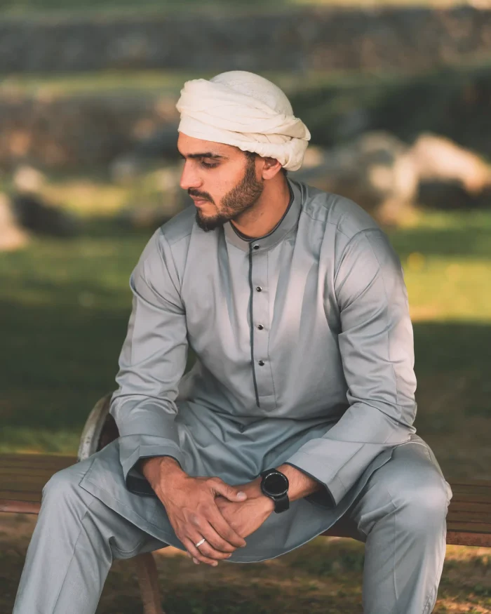 grey color kurta for men