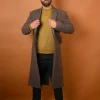 grey long blazer for men