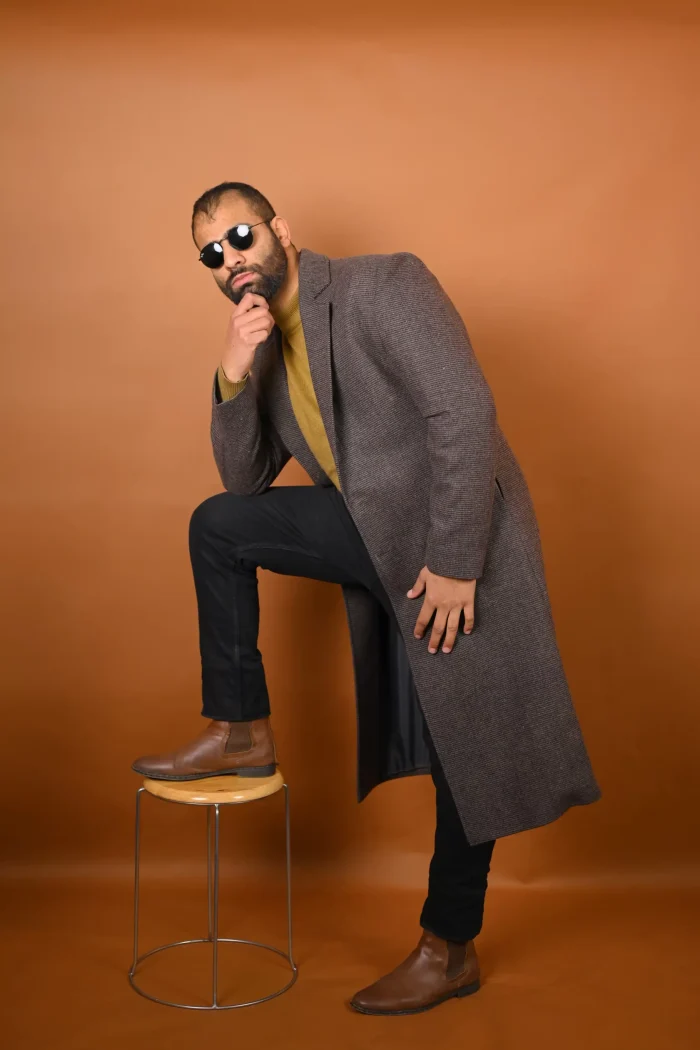 grey long overcoat for men