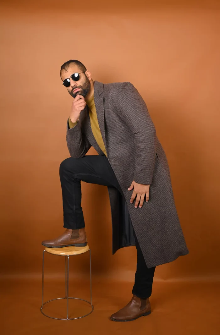 grey long overcoat for men