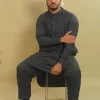 dark grey kurta pyjama for men