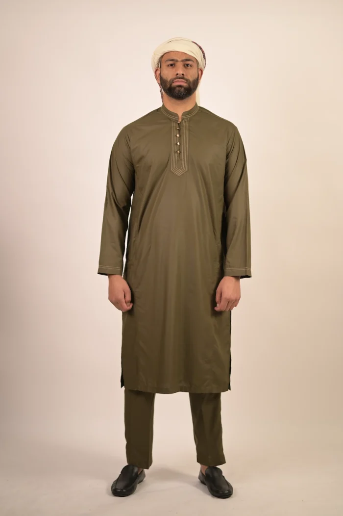 olive green kurta pyjama for gentleman