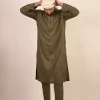 olive green kurta pyjama