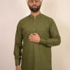 olive green kurta for males