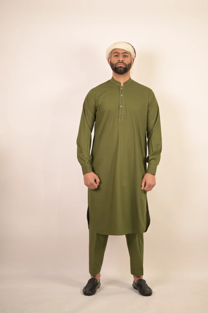 olive green kurta for boys