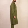 green simple kurta for men