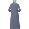 grey embroidered abaya