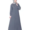 grey embroidered abaya for girls