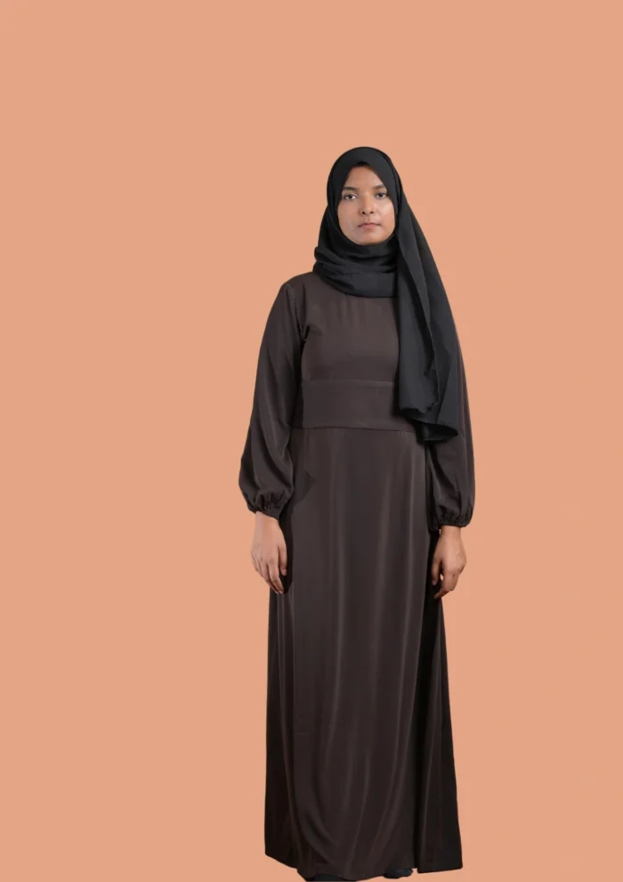brown abaya with belt for women