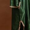 green silk kashmiri phiran for females