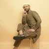 brown kameez shalwar by baraqah fashion for man