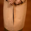 beige elegant & simple long coat for girls