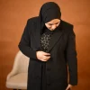 black fleece long coat for females