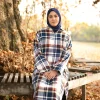 blue checkered  pheran for females