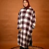 maroon checkered pheran for females