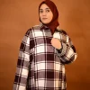 maroon check pheran for ladies