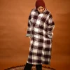 maroon check pheran for girls