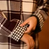 maroon check pheran for females