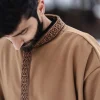 brown embroidered pheran djellaba