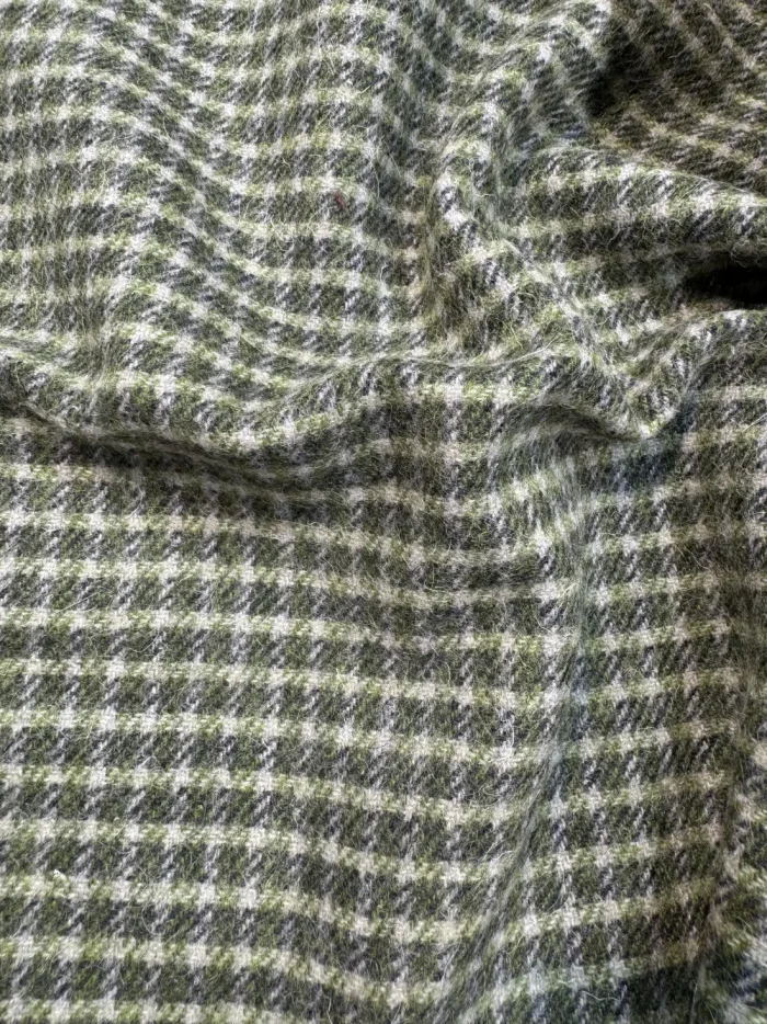 green checkered merino wool fabric