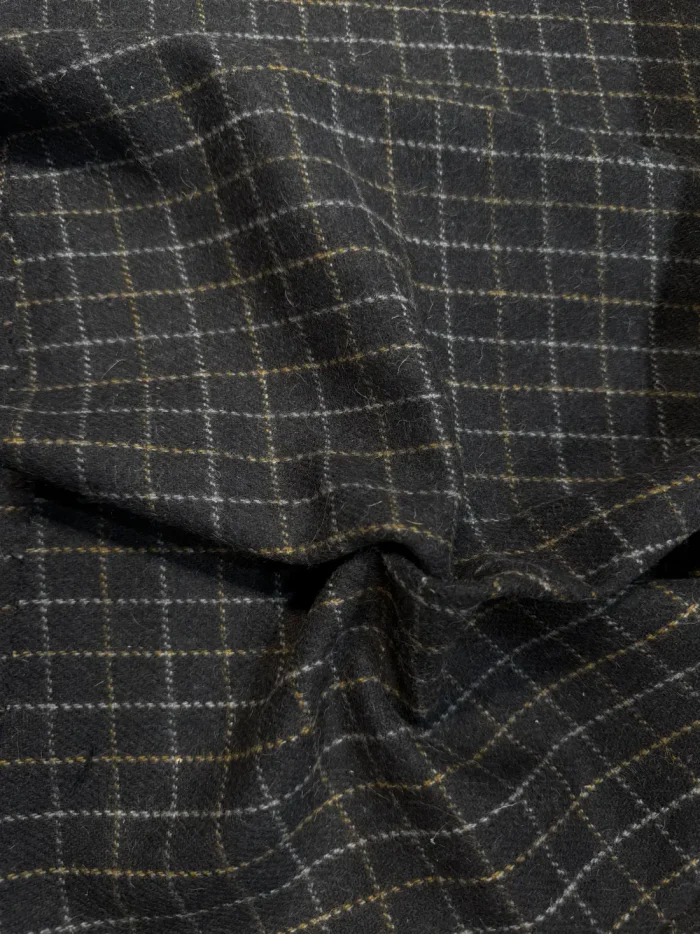 black checkered merino wool fabric