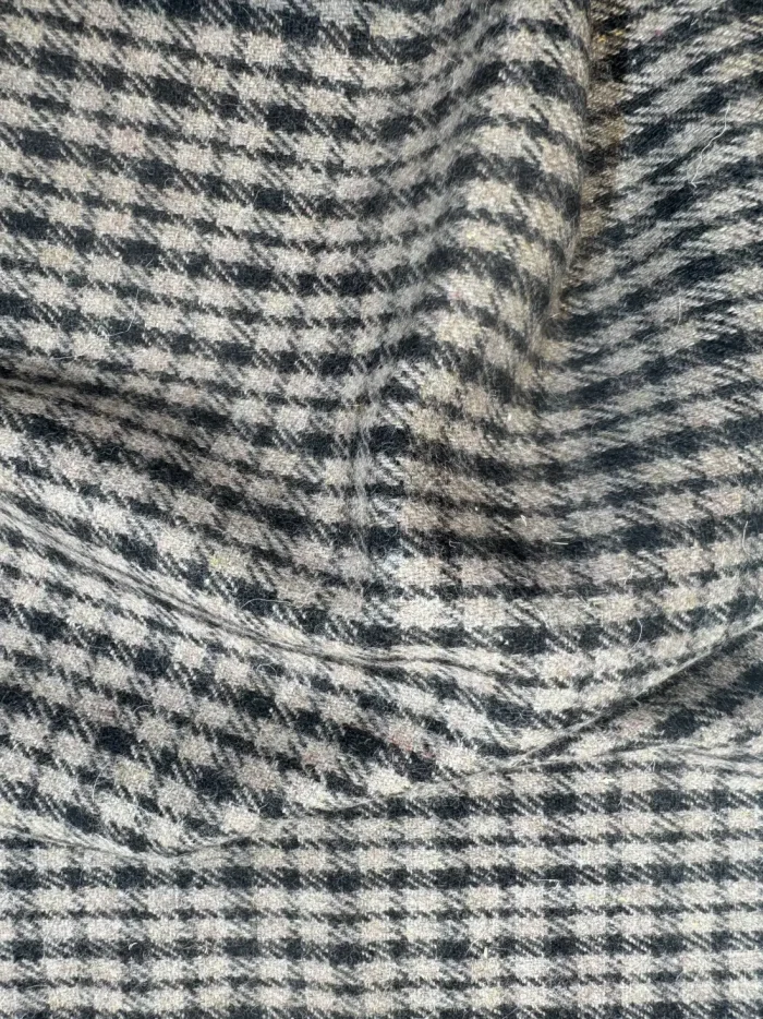 grey checkered merino wool tweed