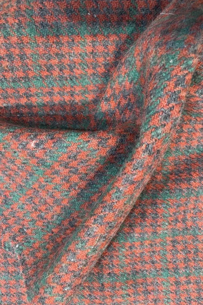 red checkered merino wool tweed fabric for blazer
