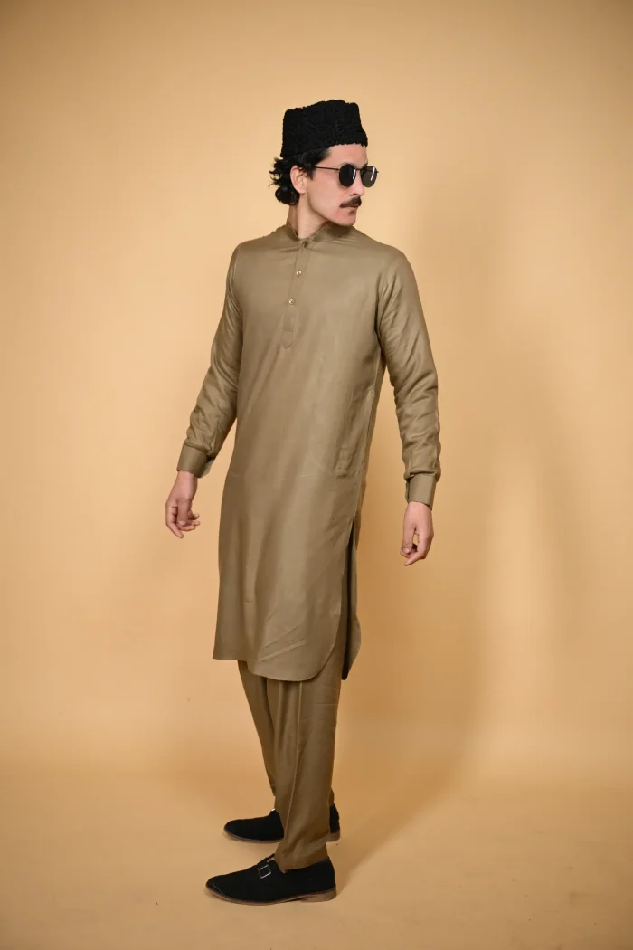 Rakheem Olive Kameez Shalwar
