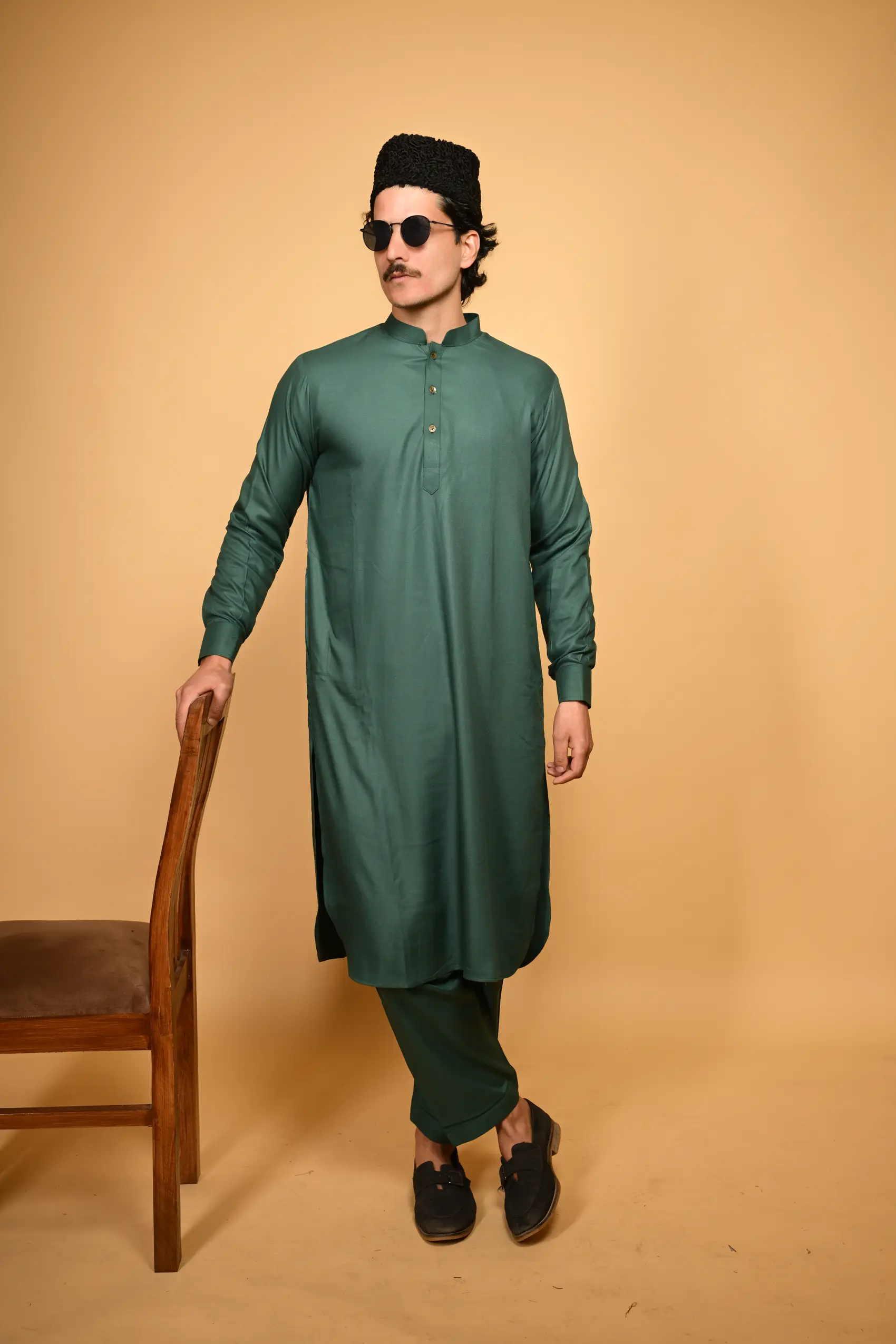 Rakheem Teal Blue Kameez Shalwar - Image 3