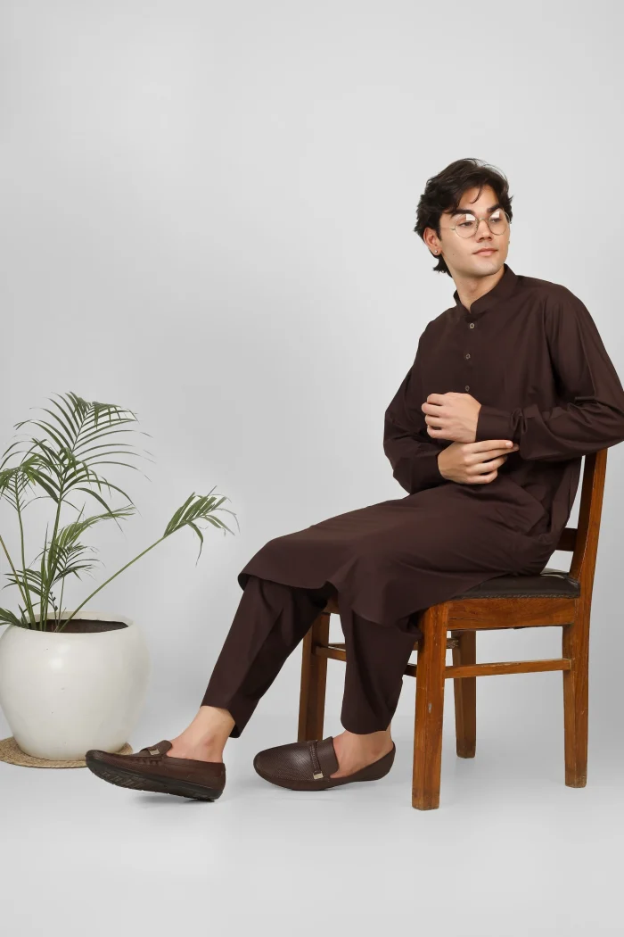 coffee brown kameez shalwar