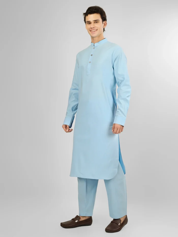 sky blue kameez shalwar for man