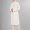boy wearing premium white cotton kurta pajama