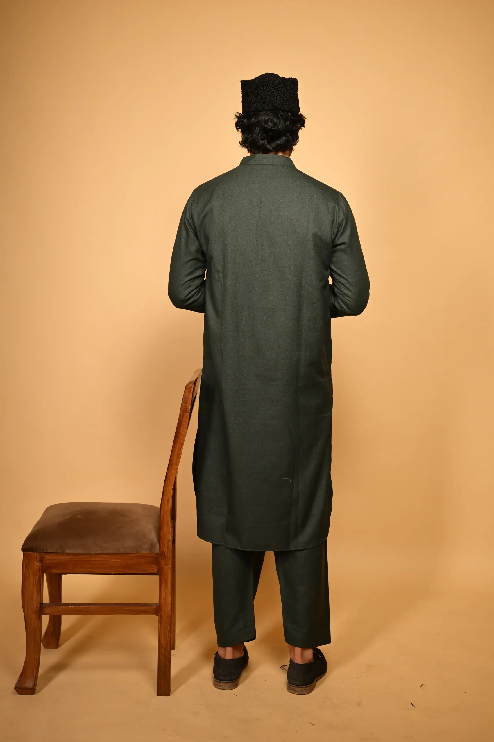 Suf Jakan Bottle Green Kameez Shalwar - Image 4