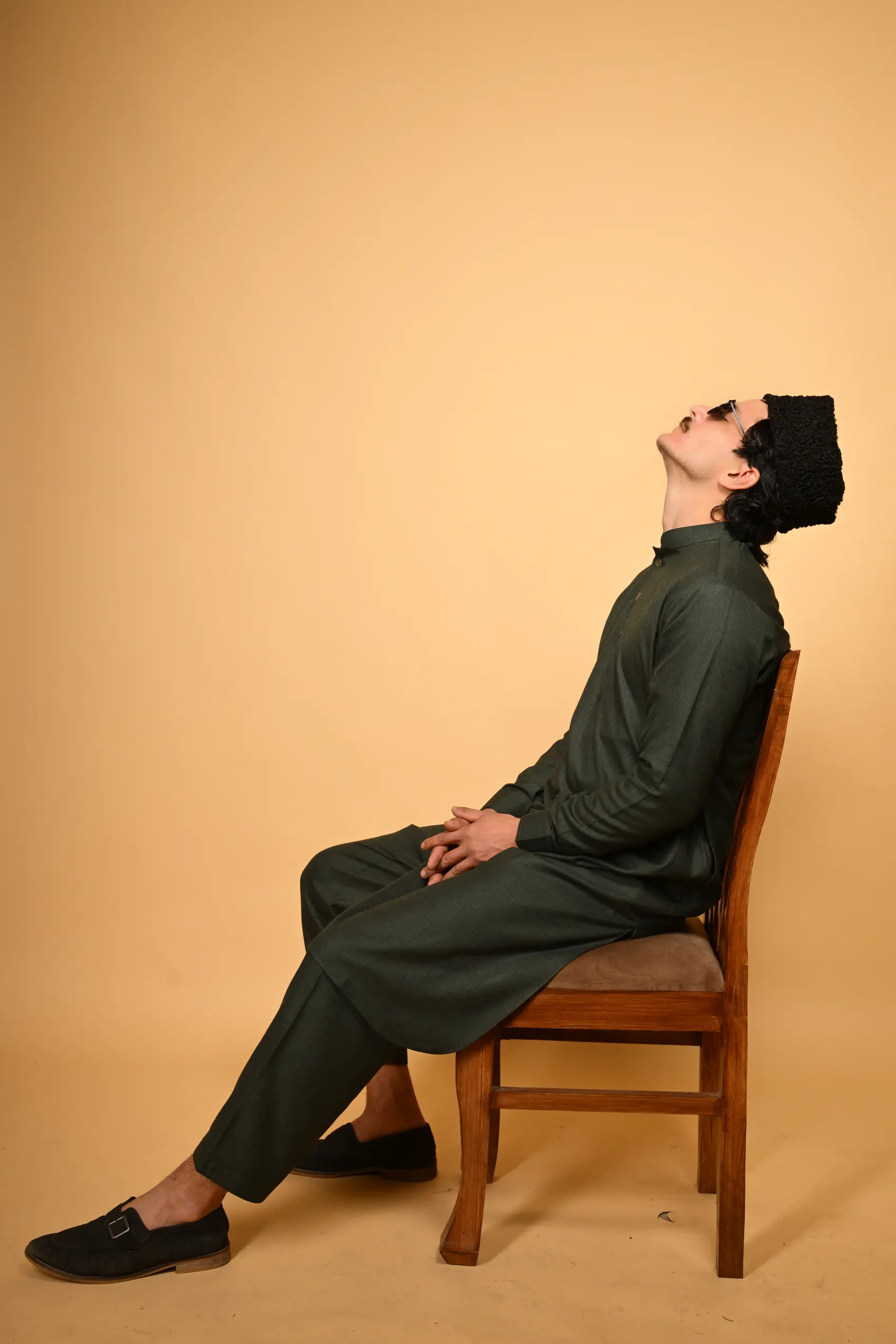Suf Jakan Bottle Green Kameez Shalwar - Image 7