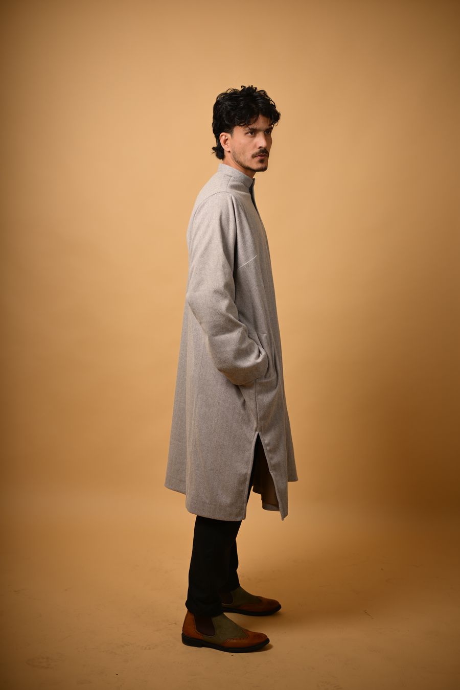 Cremish Grey Herringbone Pheran - Image 2