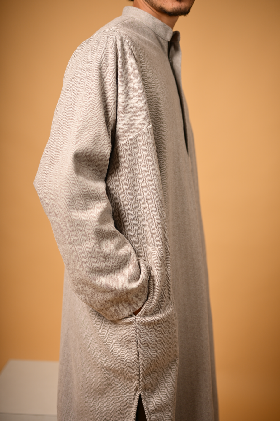 Cremish Grey Herringbone Pheran - Image 3