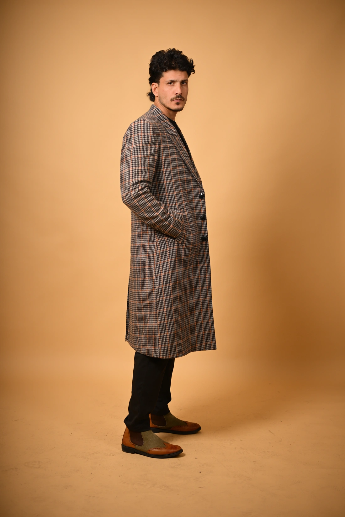 brown black overcoat