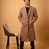 brown herringbone winter overcoat