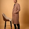 brown herringbone winter overcoat