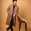 brown herringbone winter overcoat