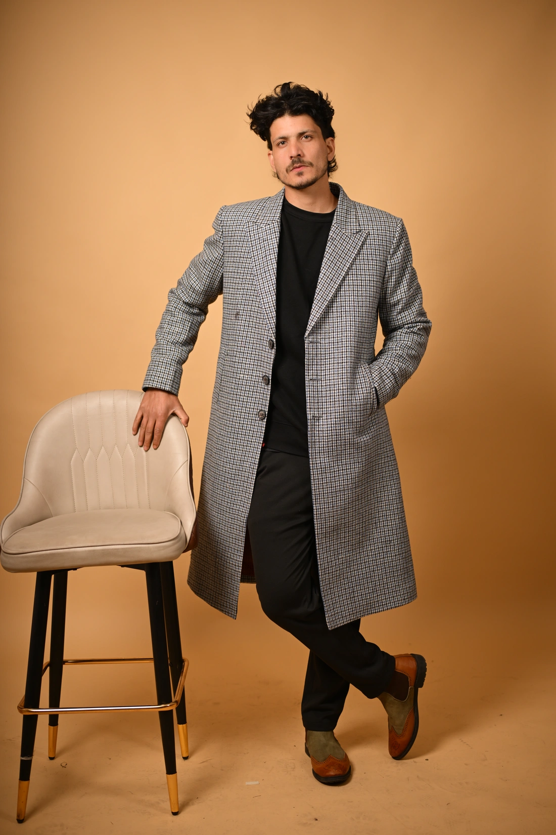blue winter overcoat