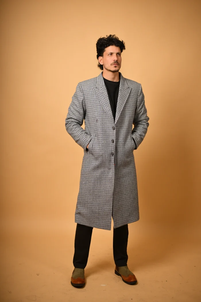 blue winter overcoat
