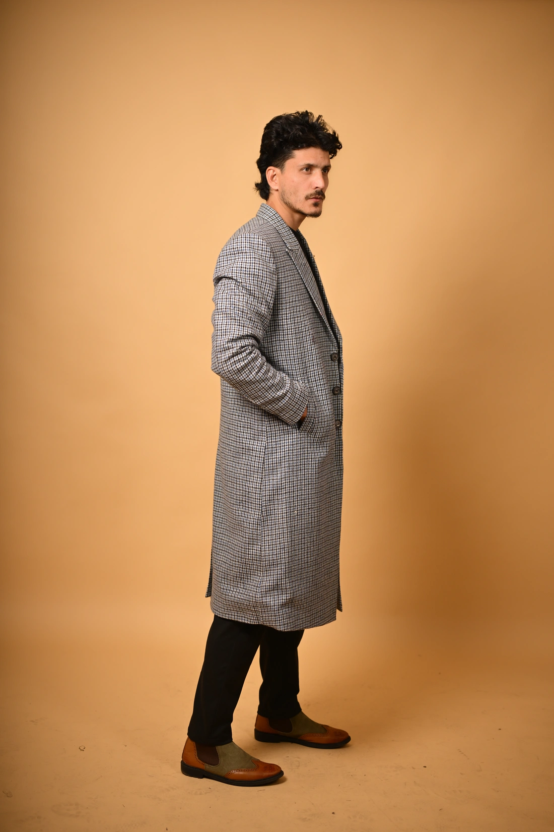 blue winter overcoat