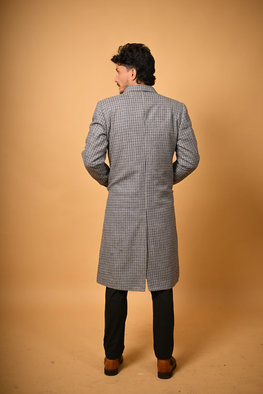 blue winter overcoat