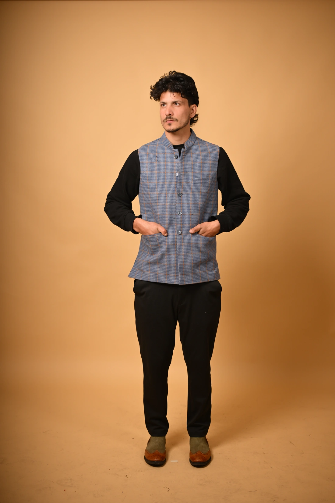 blue winter waistcoat