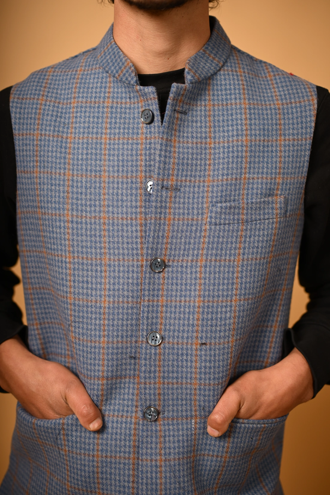 blue winter waistcoat