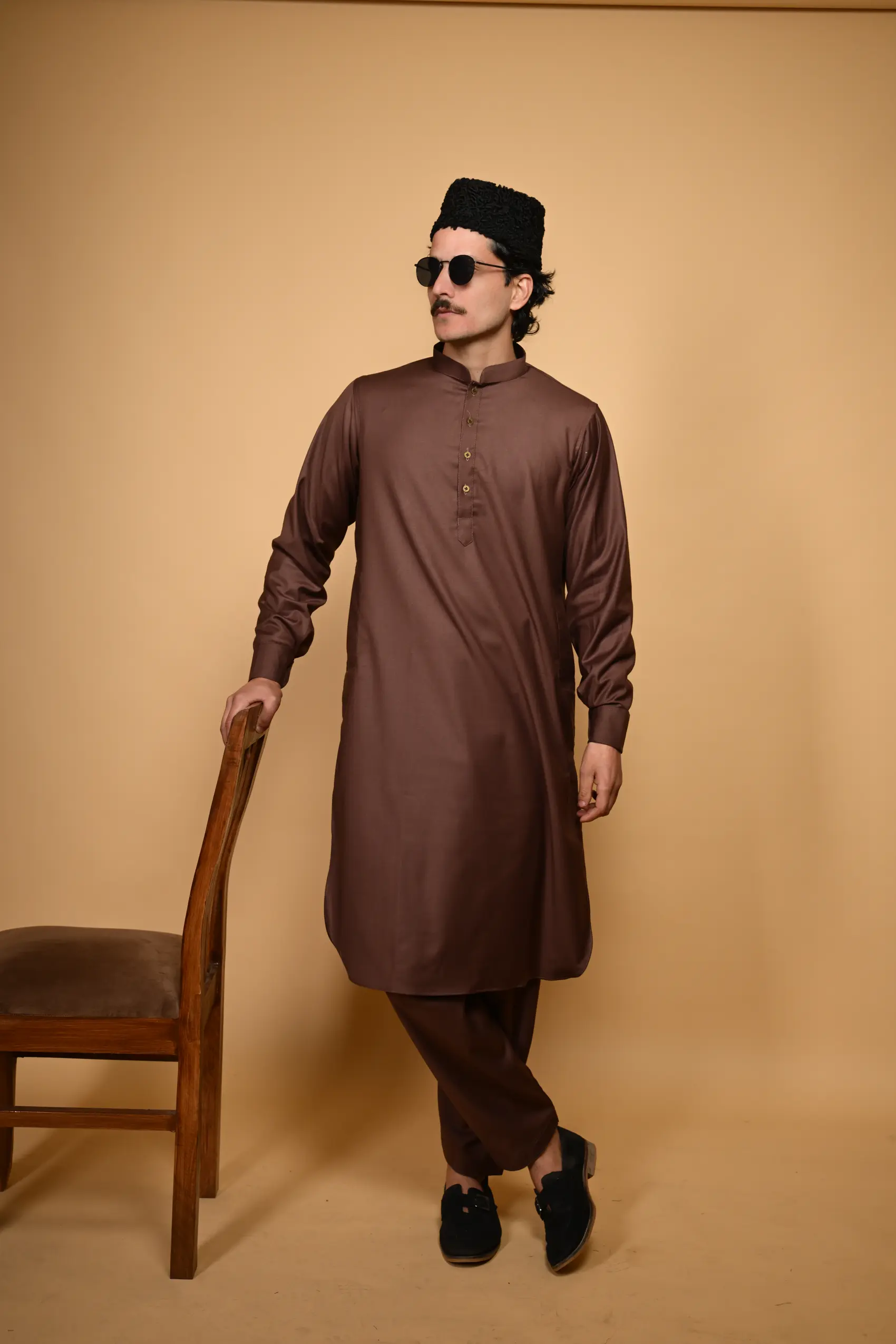 light chocolate kameez shalwar mens