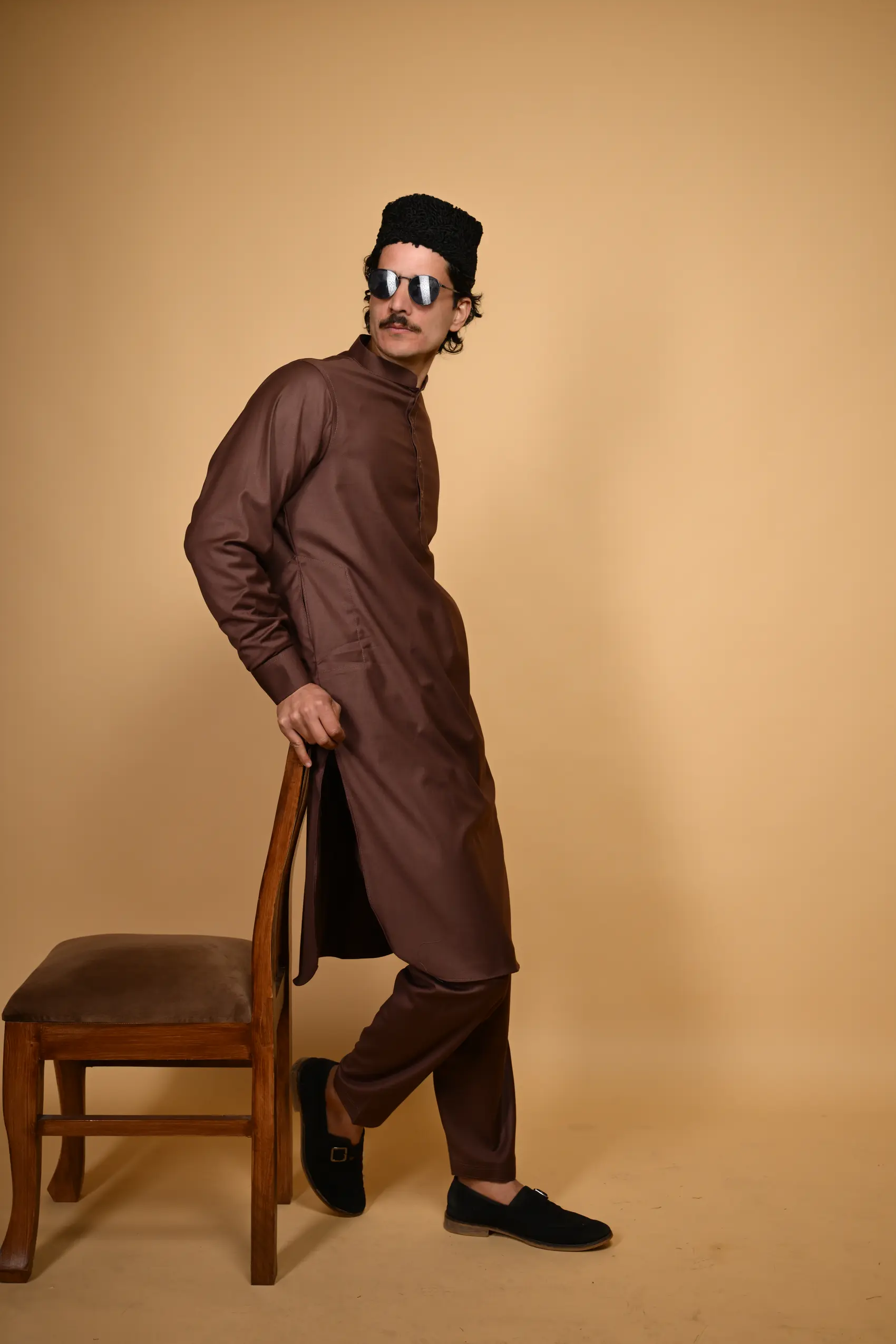 brown kameez shalwar