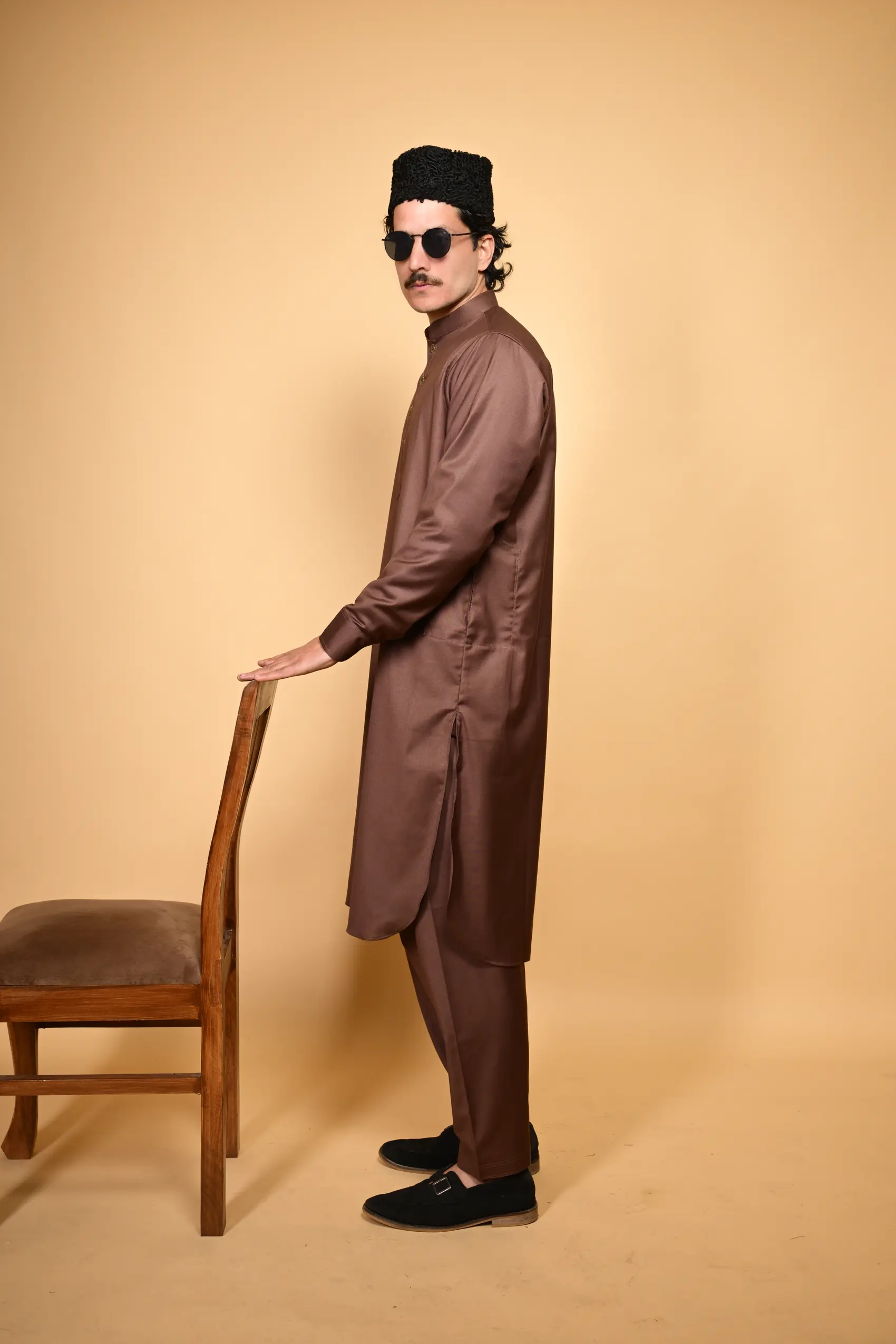 brown kameez shalwar