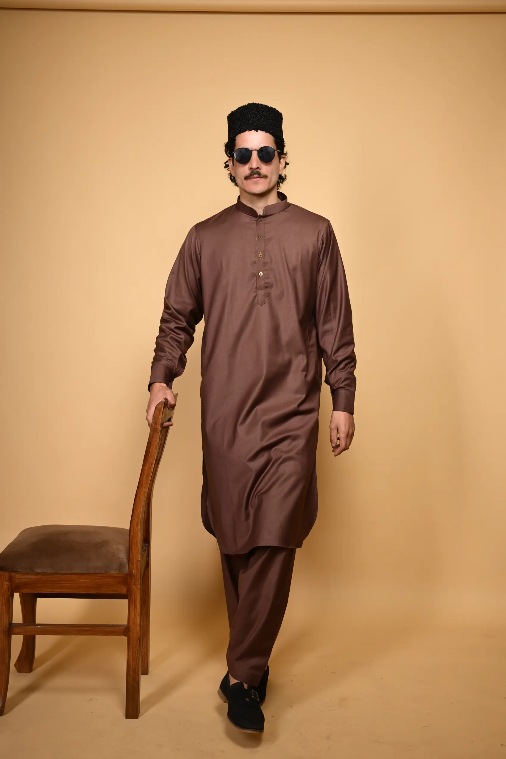 brown kameez shalwar